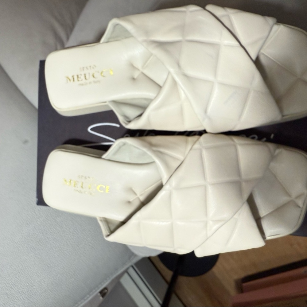 Women's Cream Quilted Sandals